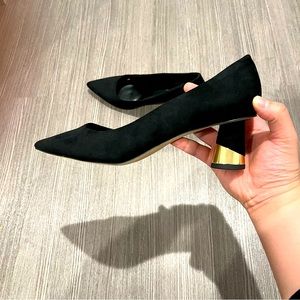 Charles Keith Metallic Sculptural Heel Textured Pumps